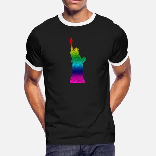 

rainbow statue of liberty ny lgbt t shirt men create cotton euro size s-3xl slim fit authentic summer style standard shirt