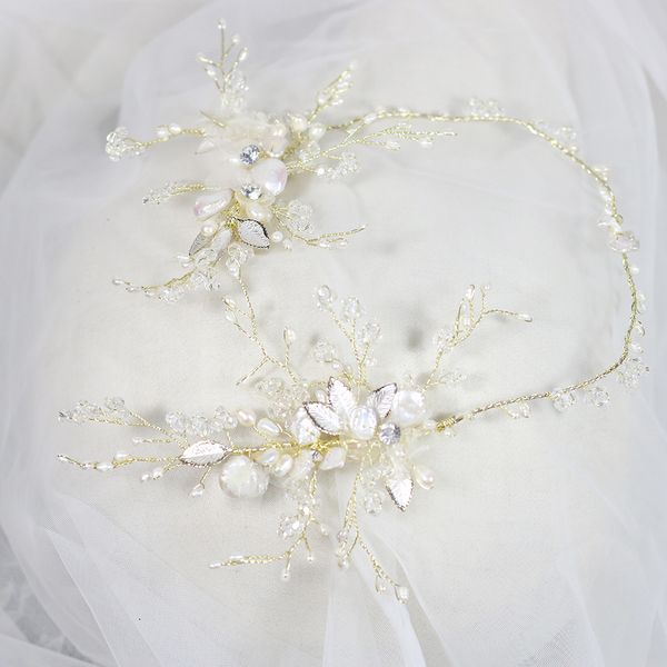 

special offer wedding hair accessories freshwater pearl bride tiara wedding hair band banquet banquet accessories, White;golden