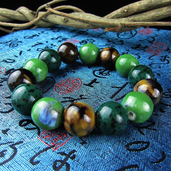 

charm bracelets 2021 men's bracelet retro bully exquisite brick-and-mortar store source gift ceramic bead jewelry cross-border s, Golden;silver