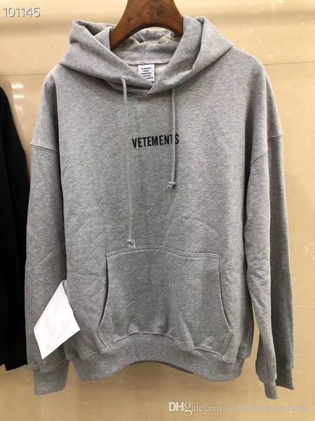 

2020 autumn winter vetements big washing label fashion casual wear hooded men women designer clothing cotton long sleeve, Black