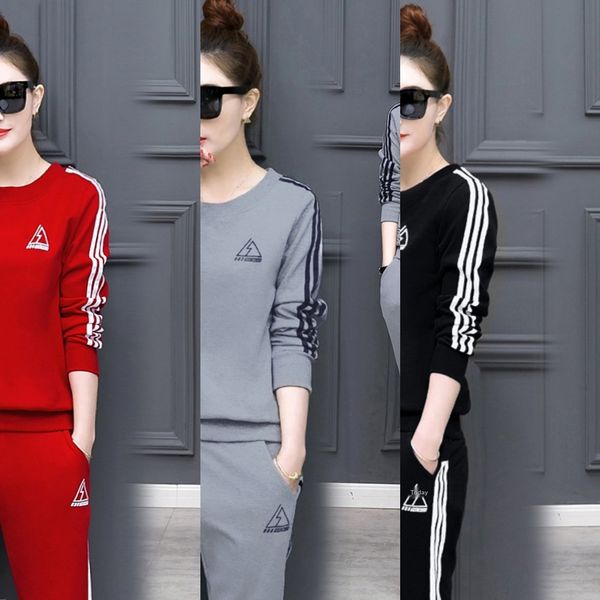 

autumn new korean style women's casual long sleeve slimming two-piece trendy autumn new korean style suit women's casual long slee, Gray