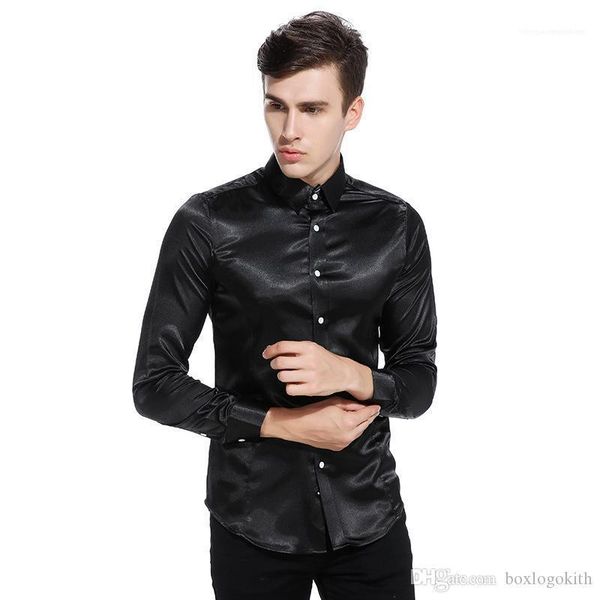 

shirts mens fashion shirts mens designer long sleeve shirts solid color autumn casual slim turn-down collar, White;black
