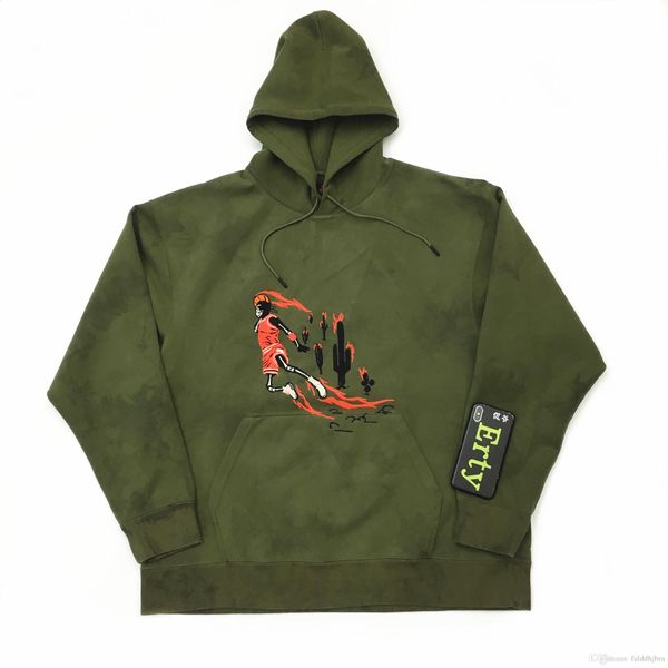 

19fw travis scott joint ts military green suede rotten flower tie dyed hooded sweater hoodie s-xl, Black