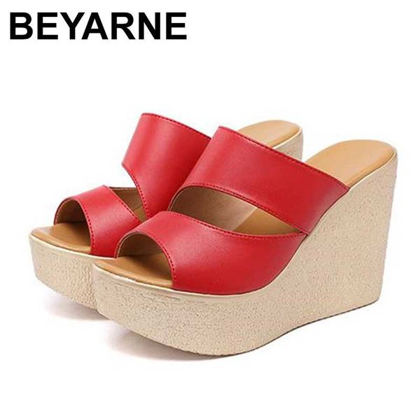 

beyarne 2020 high heels women shoes summer platform wedge workout shoes heel sandal, Black