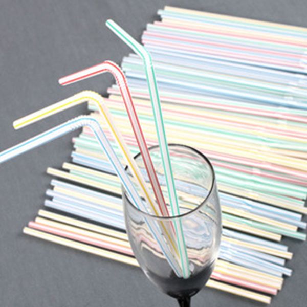 

500pcs restaurant disposable celebration party colored drinking straw bendable
