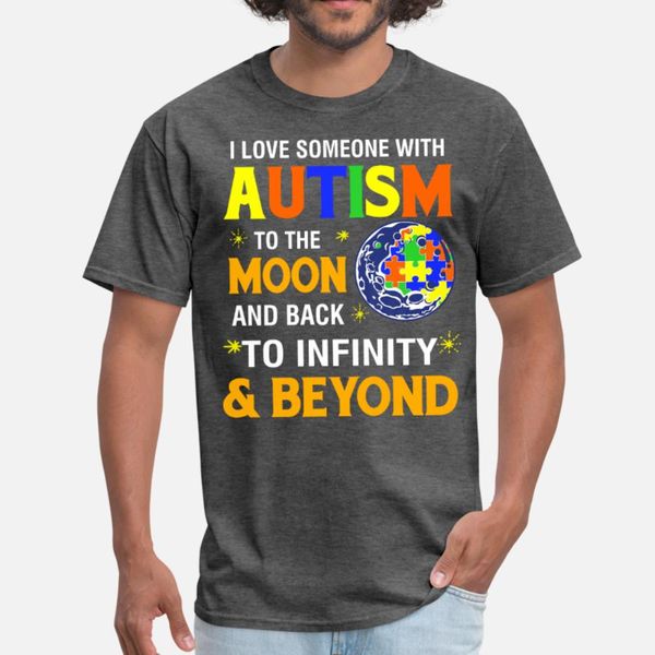

autism awareness love someone to the moonribbon t shirt men printing short sleeve crew neck family loose casual spring cool shirt