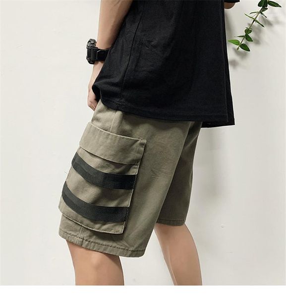 

casual quick drying cotton shorts designer fashion mens short pants summer hip pop style overalls male, Black