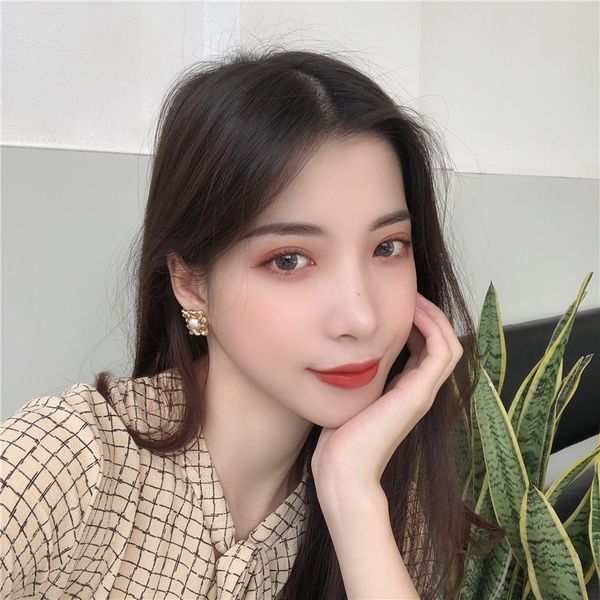 

earring piercing earrings simple womans stud square engagement ladies fashion lady kpop yellow gold color boho alloy kolczyki, Golden;silver