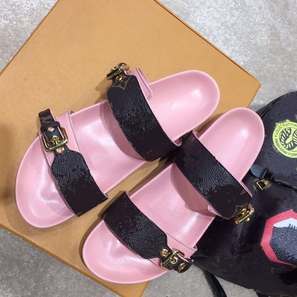 

pink cowskin real leather slides women flat sandals luxury fashion designer women shoes size 35 to 40 tradingbear, Black