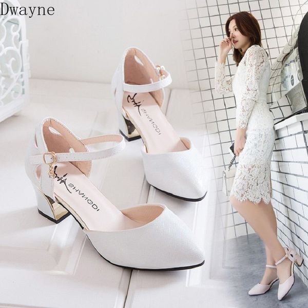 

women's sandals 2020 summer new korean fashion thick with high heels pointed hollow casual professional work shoes, Black