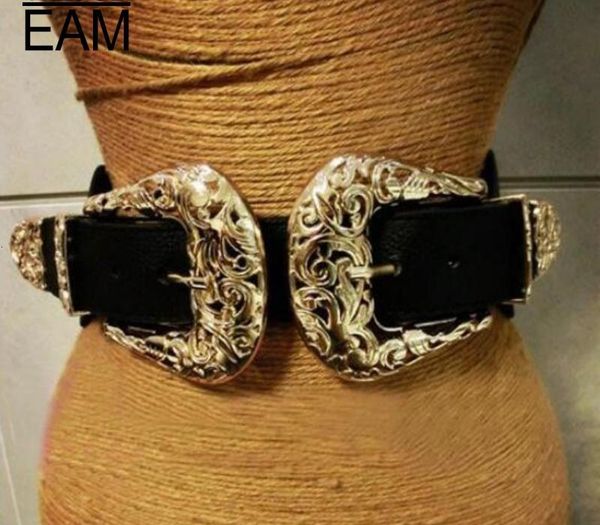 

new fashion female vintage strap metal pin buckle leather belts for women elastic designer gold hollow out wide waist belts cx200722, Black;brown