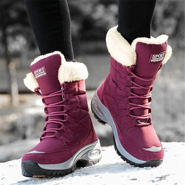 

plus size 36-42 women keep warm cotton boots platform snow boots for female thick plush waterproof slip resistant winter shoes, Black