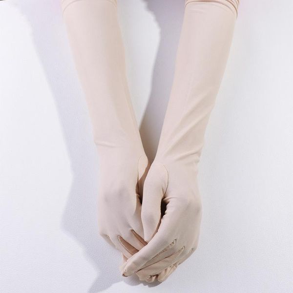 

female sun protection summer driving gloves satin women long gloves elbow opera evening prom party ladies bride, Blue;gray