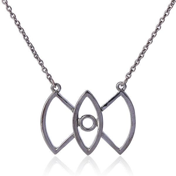 

personality trend fashion bright black ladies pendant necklace fan shaped butterfly shape pendant jewelry, Silver