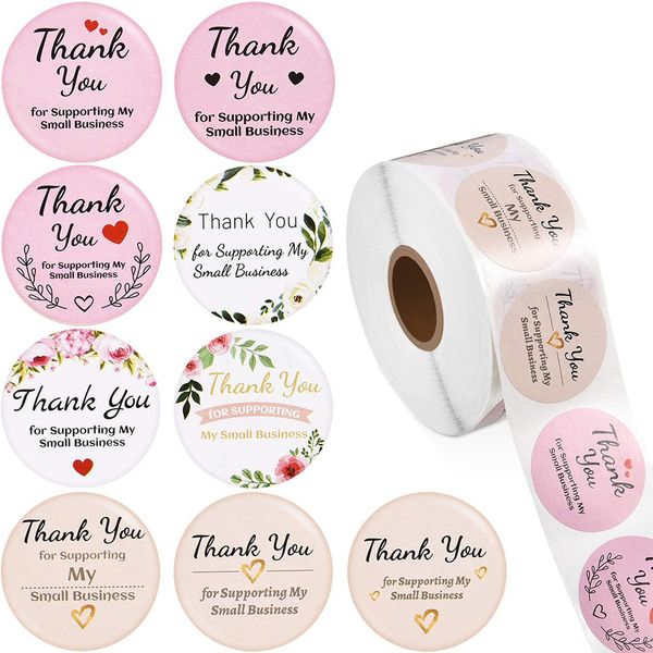 

pink paper label stickers gold thank you sticker scrapbooking 500pcs for wedding gift card business packaging stationery sticker kh76