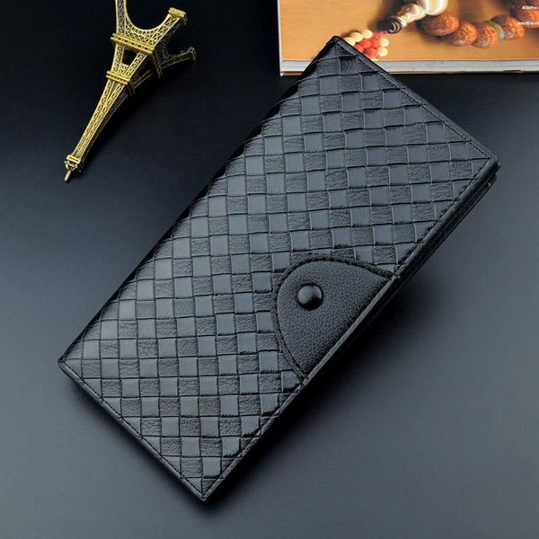 

men s wallet men s long woven pattern coin purse large capacity multi card fashion casual open plus wallet 3305