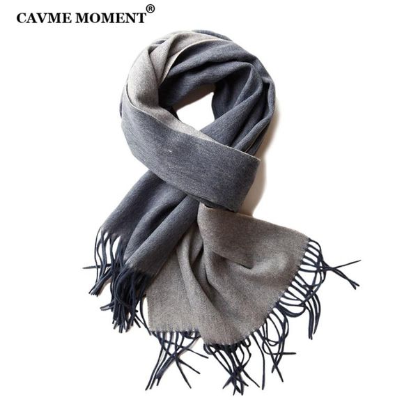 

cavme wool scarf long scarf fashion ladies scarves double colors soft woolen tassels wraps 40*200cm 190g, Blue;gray