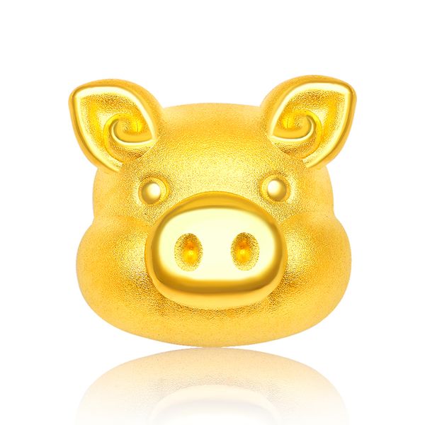 

pure 24k yellow gold bracelet women 3d 999 gold pig bracelet leather, Black