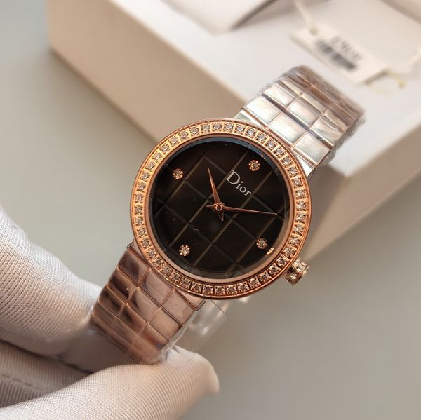 

ladies casual watch ladies fashion watches ladies sports watch designer diamond watches waterproof steel band gold luxury watch gift 607, Slivery;brown