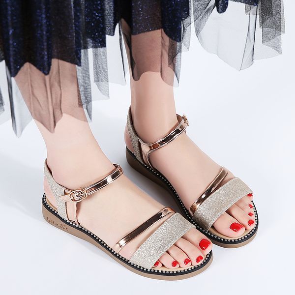 

sandals 2021 summer women black gold flat rubber beach flip flops ladies heel gladiator 366