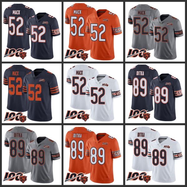 

chicago bears men #52 khalil mack 89 mike ditka men women youth stitched 100th season vapor limited jersey, Black;red
