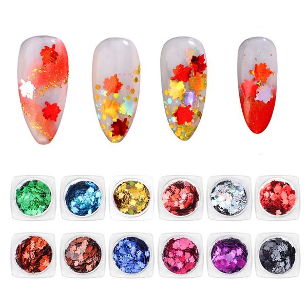 

12box/lot nail art glitter sequins shape flakes nail diy design for christmas decorations accessories