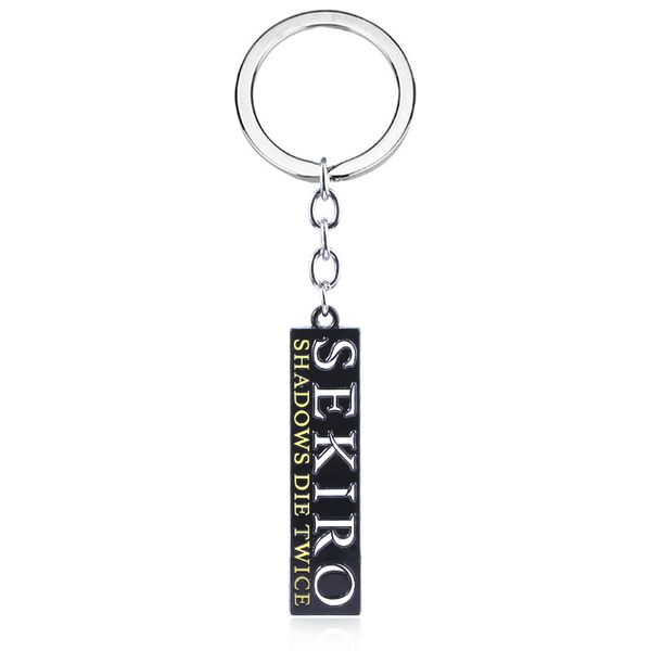 

game sekiro shadows die twice keychain rectangle letter logo metal keyring pendant men car women bag accessories, Silver