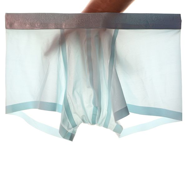 

cockcon men underwear transparent panties ice silk men's boxer shorts seamless see through underpants sheath health care, Black;white