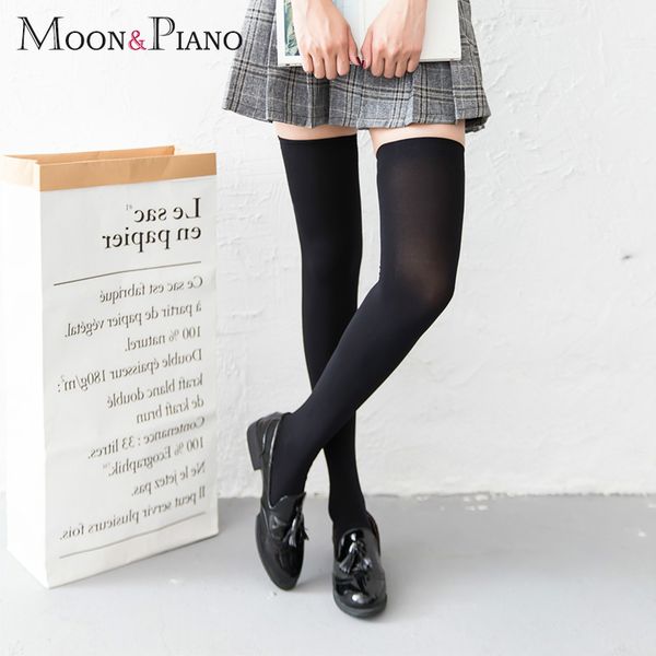 

socks & hosiery women's sock velvet long tube summer warm legs over the knee high non-slip elastic solid color college cosplay, Black;white