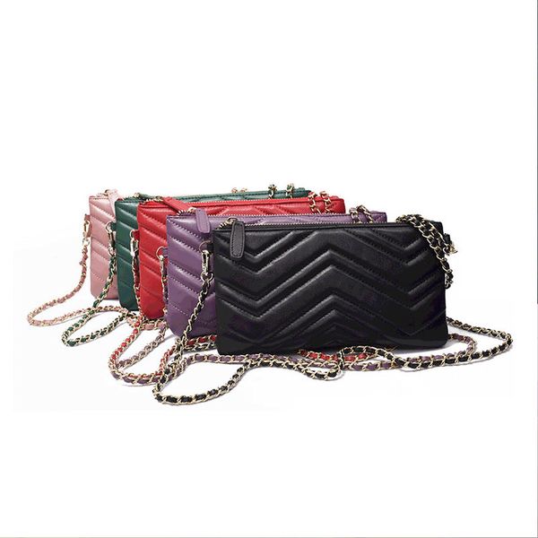 

sendefn women's leather bags korean-style casual stripes women's messenger bag cross chain strap sheepskin bag