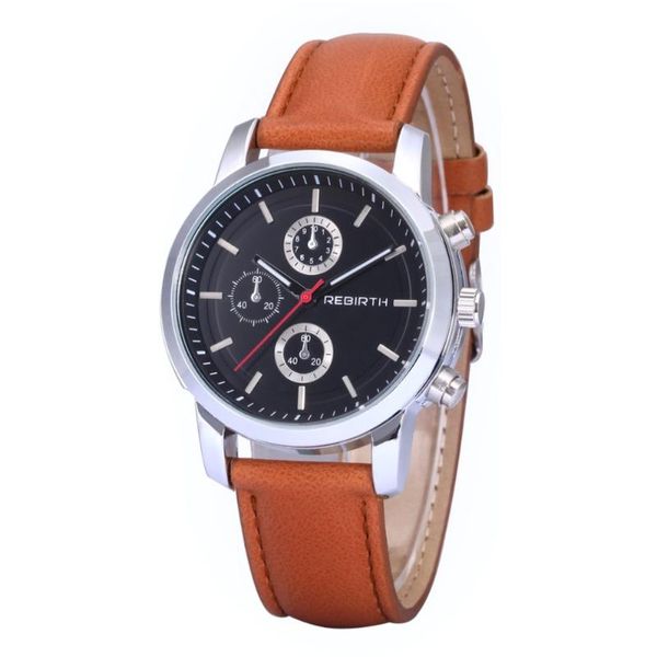 

100pcs/lot re016b selling lady rebirth leather watch wrap quartz lady three eyes watch fashion wristwatch, Slivery;brown