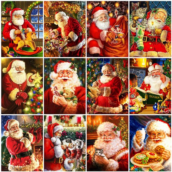 

evershine 5d diy diamond painting santa claus full square round diamond embroidery cartoon christmas home decoration