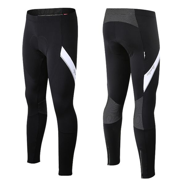 

santic cycling 4d cushion pad pants men long warm fleece thermal reflective trousers road bike bicycle tights downhill pants, Black;blue