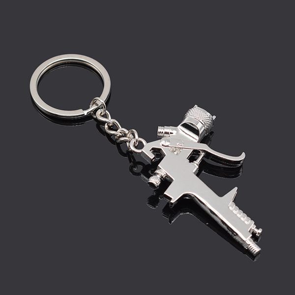 

200 pcs creative new water gun keychain zinc alloy key ring gun-shaped auto metal tool key pendant wholesale, Silver
