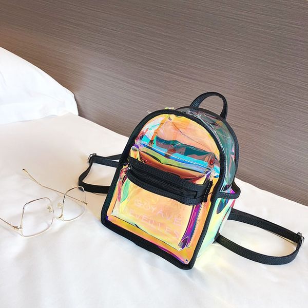 

small bag women's new fashion laser transparent korean small bag backpackbackpack style backpack for male and female middle school stud