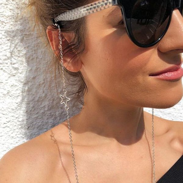 

glasses chain holder for women hollow pentagram lanyard fashion glasses strap sunglasses cords casual accessories dj-157, Silver