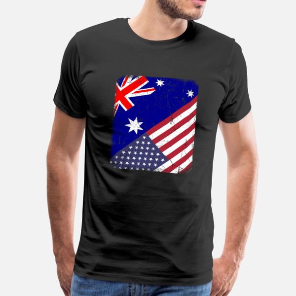 

australia usa flag gift australian american t shirt men printing 100% cotton euro size s-3xl cool gift casual summer style leisure shirt