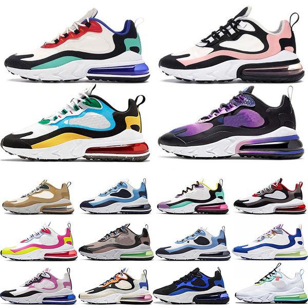 

270 react sports shoes triple white black red p blue unc running shoes mens womens outdoor sneakers size 36-45 with box