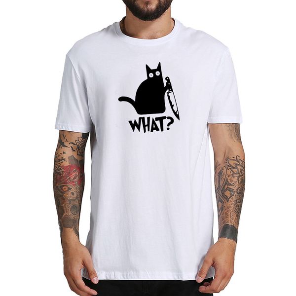 

funny t-shirts knife novelty what cat man t-shirt casual streetwear short sleeve o-neck fashion mens tee homme summer shirt men