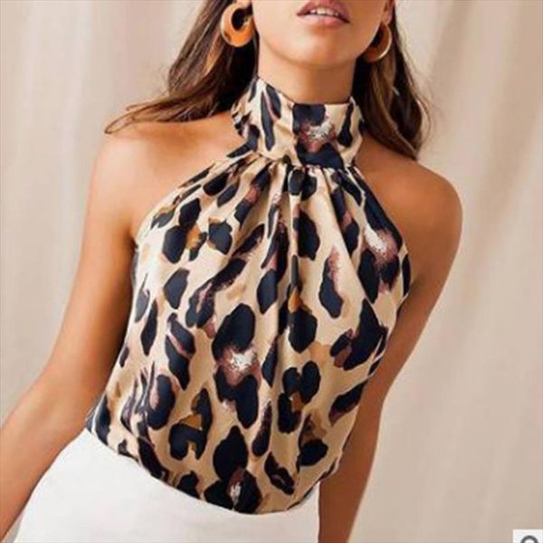 

2020 sexy summer холтер vest top camis party ночной клуб tank top бретели женская мода leopard печати рукавов tops, White