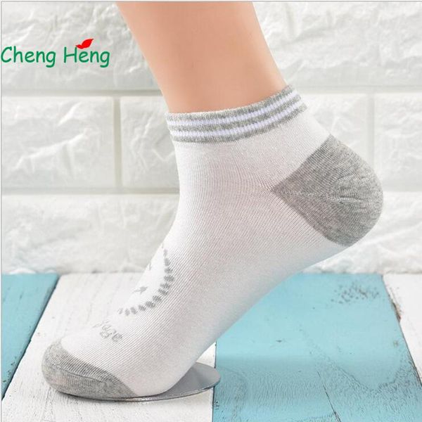 

cheng heng 10 pairs/bag new men's cotton boat socks 5 kinds colors spring and summer season anchor style pattern socks, Black