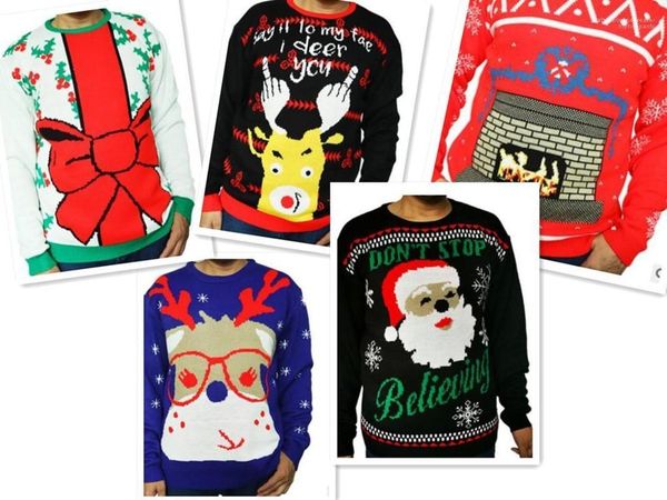 

xmas holiday red deer santa claus sweater ugly christmas mens sweaters autumn winter, White;black