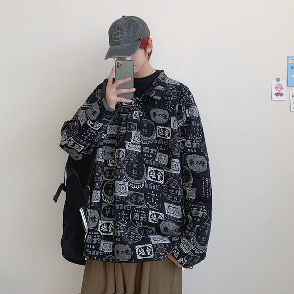 

recommended personalized printed loose casual jacket jacket a221-w803-p68, Black;brown
