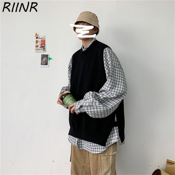 

riinr 2020 новый мужской корейский trend жилет hip-hop жилет без рукавов свитер m-2xl