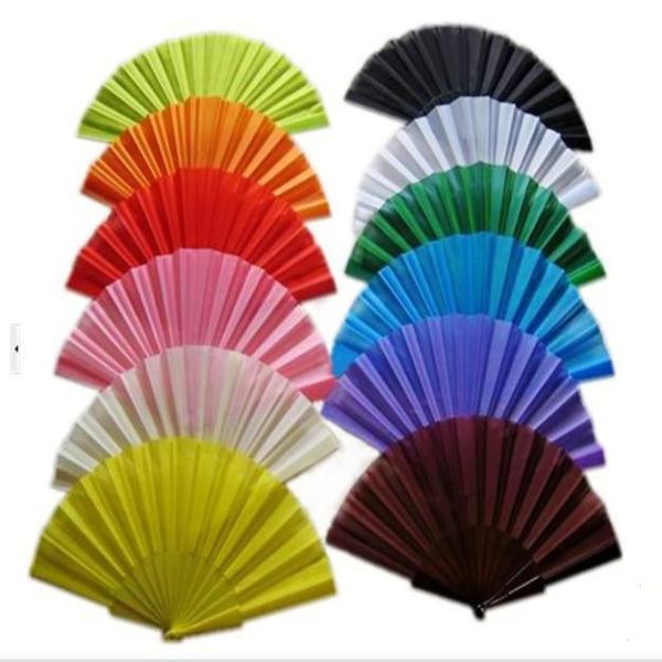 

9 hand foldable fan /lot inch ladies pieces 50 plastic fabric assorted spanish men for plain lyhpshop kbnrr