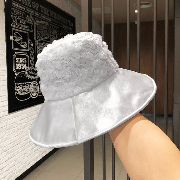 

fashion harajuku korean lace flower fisherman bucket hat female women summer travel big brim sunscreen sun hats wholesale, Blue;gray