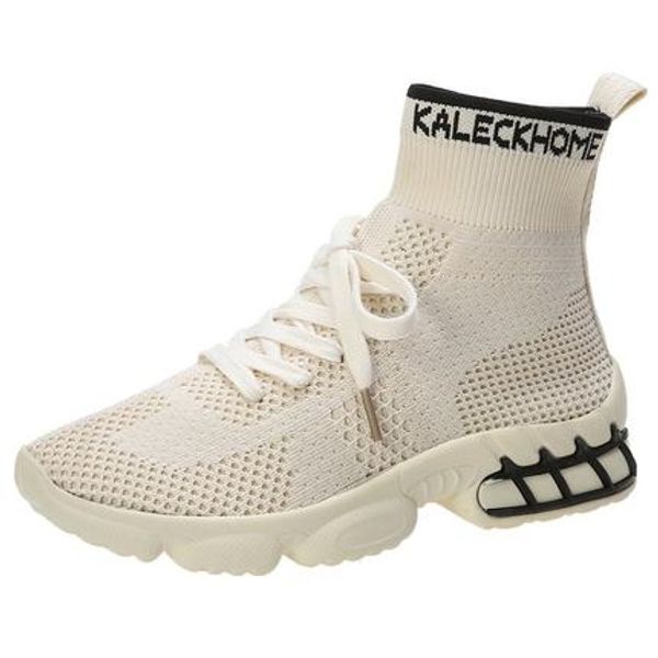 

socks shoes high sneakers 2020 spring, summer and autumn new elastic plus size women's socks boots, Black