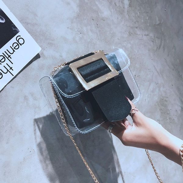 

abdb-transparent jelly small square bag mini chain bag fashion version shoulder messenger
