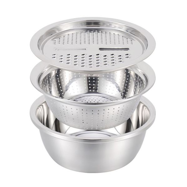 

3 in 1 vegetable cutter stainless steel slicer kitchen tool cooking drain basket