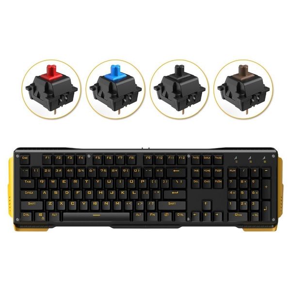 

cgjxsjames donkey 619 gaming keyboard 104keys gateron switches usb wired yellow backlight mechanical keyboard for mac pc gamer cs lol t19062
